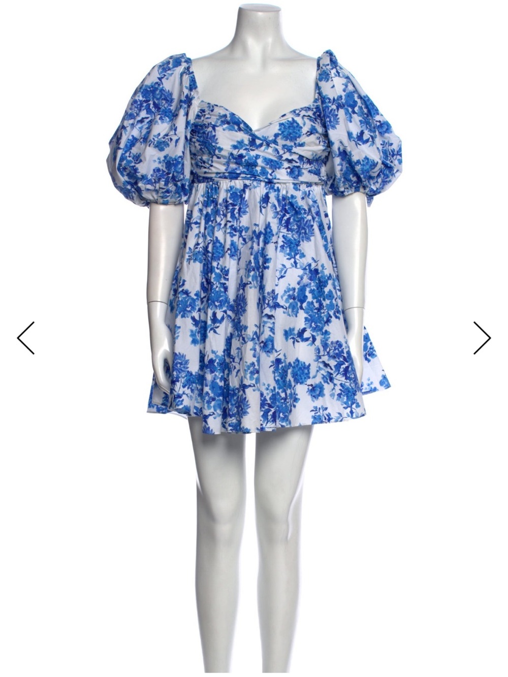 Caroline Constas Brie Blue and White Floral Mini Dress